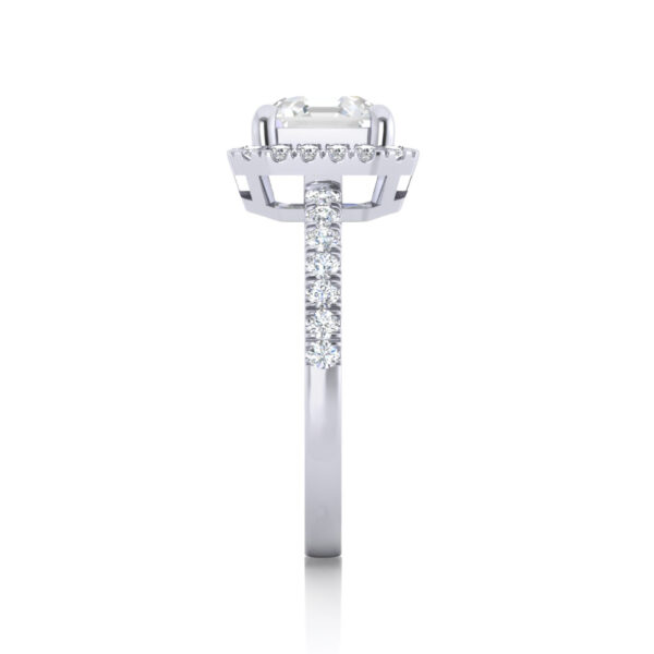 2ct Asscher Halo Pavé Setting Engagement Rings - Image 4