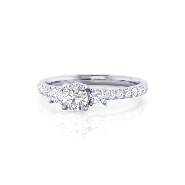 Muse 1 Carat Round Cut 3 Stone 14k Engagement Rings - Image 3