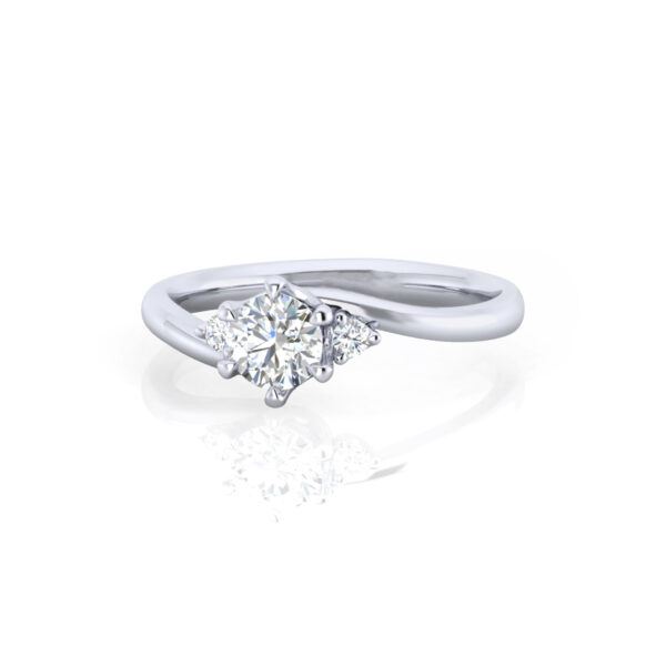 Romantic Swirl Ripple Solitaire Ring - Image 3