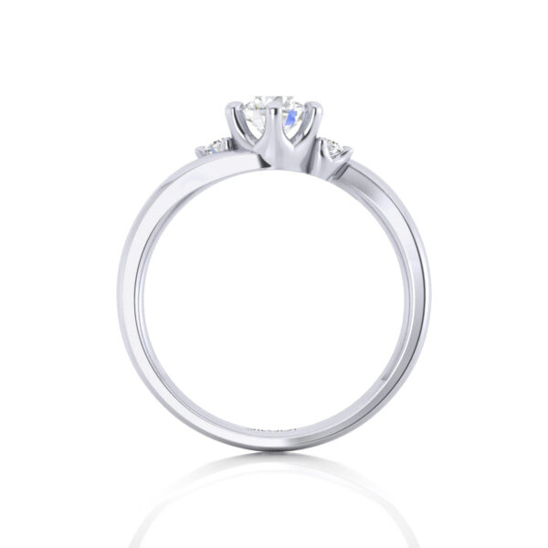 Romantic Swirl Ripple Solitaire Ring - Image 2