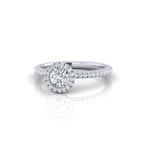 Eternity Halo Solitaire 14k White Gold Ring Lab-grown Diamonds 2 Ct, Round Cut - Image 3