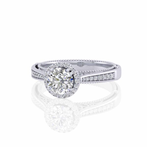 14K Martin Flyer FlyerFit round Shape Halo Engagement Ring - Image 3