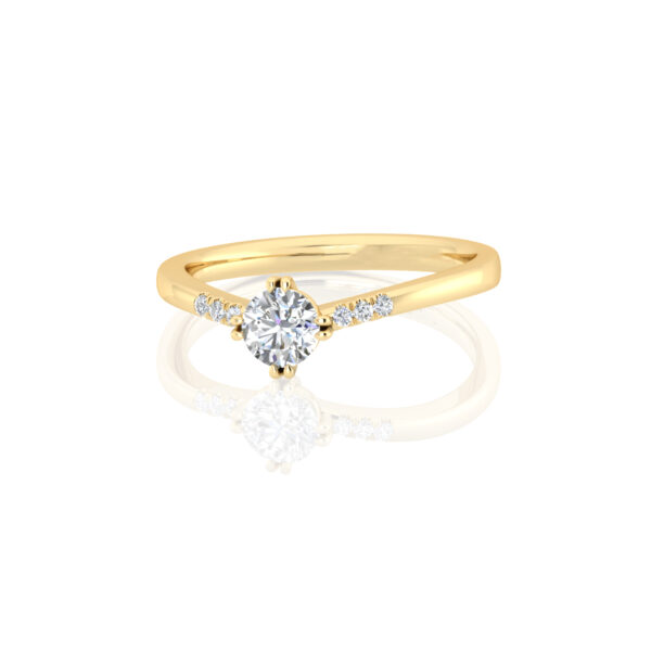 Seraphic Breath Yellow Gold Round Brilliant With Claw Set Shoulders Ring - Image 3