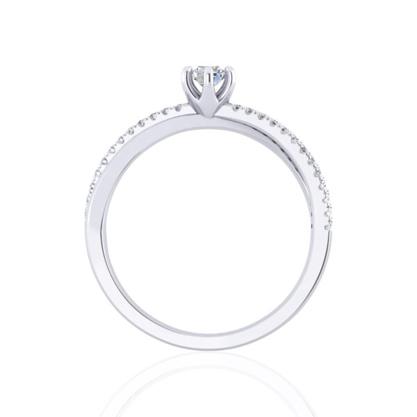 Entangled Swirl Moissanite 14k White Gold Engagement Rings - Image 2