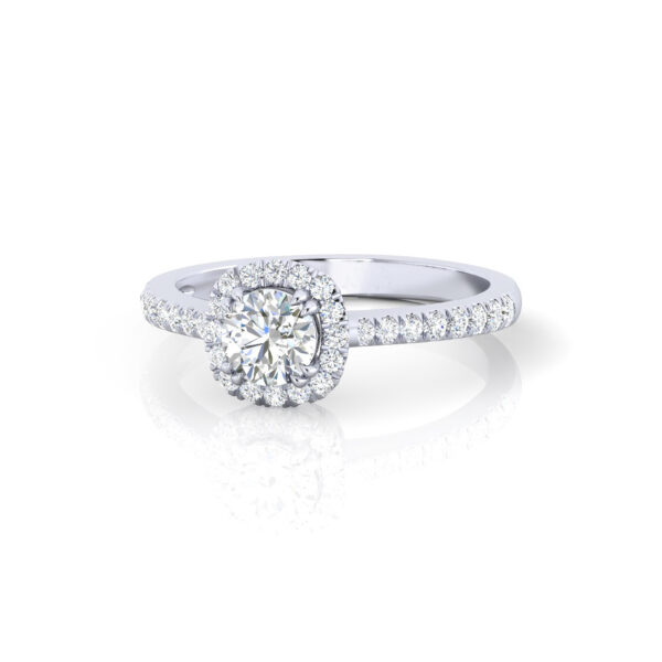 2.5 Ct Pave Halo Round Cut Diamond Engagement Ring D E color White Gold 14k - Image 3