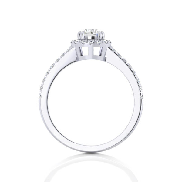 2.5 Ct Pave Halo Round Cut Diamond Engagement Ring D E color White Gold 14k - Image 2