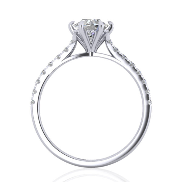 1.00 Carat Solitaire Ring With A Lab Grown Cushion Diamond In White Gold With Lab Grown Side Diamonds - Image 2