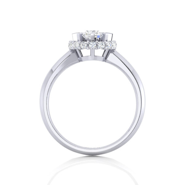 White Gold Fancy Diamond Cluster Set Engagement Ring - Image 2