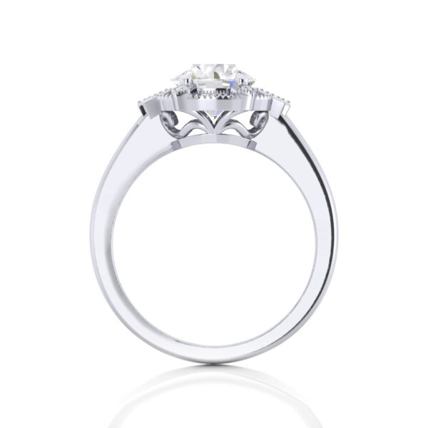 Baguette Halo Lab Grown Diamond Engagement Ring By Love Story - Image 2