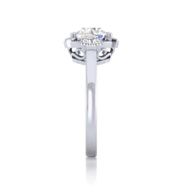 Baguette Halo Lab Grown Diamond Engagement Ring By Love Story - Image 4