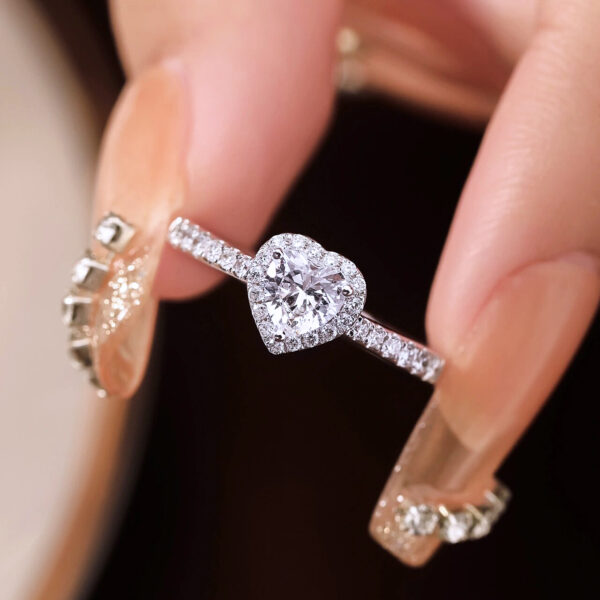 Moissanite Sweetheart Shape Engagement Rings - Image 3