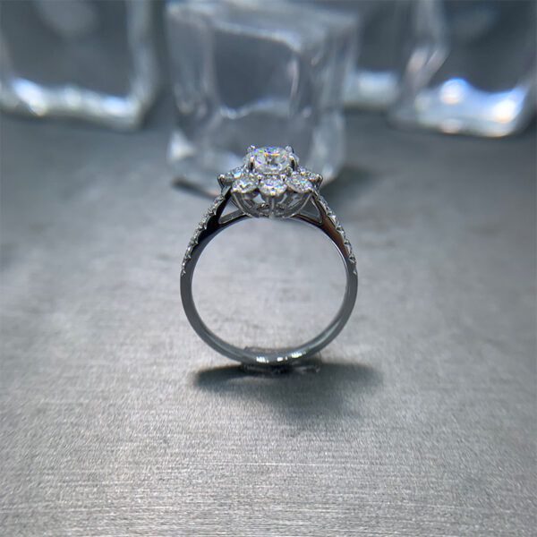 Moissanite Ring 14K White Gold 8 side Diamonds Sunflower Diamond Ring Platinum Rose Gold - Image 2