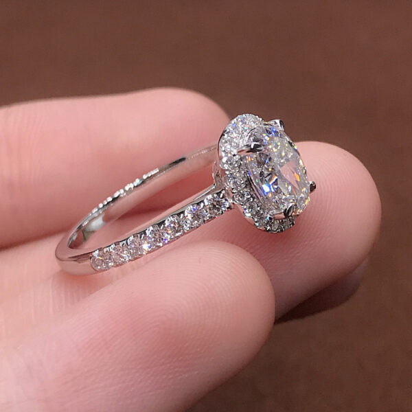 Halo Oval Cut Simulated Diamond Engagement Ring - Image 3