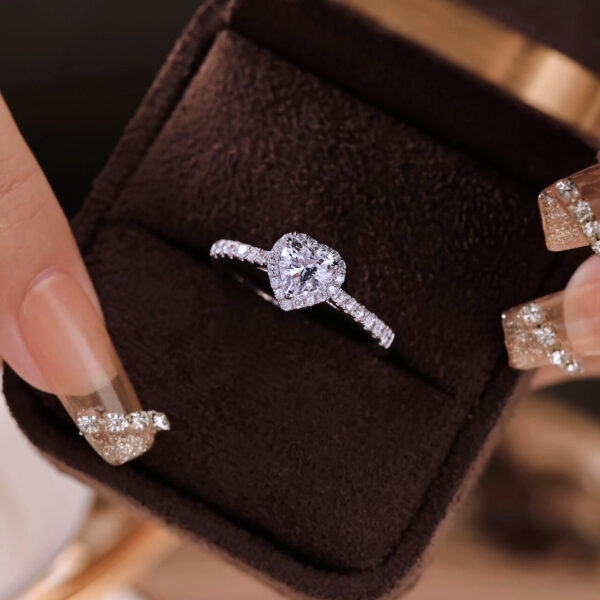 Moissanite Sweetheart Shape Engagement Rings - Image 4