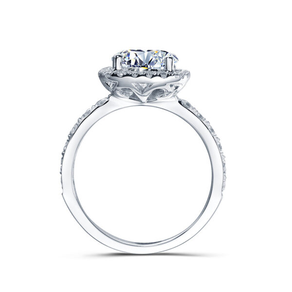 14k White Gold Ring Wedding Engagement Diamond Halo Ring - Image 3