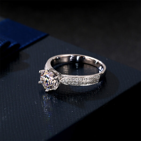 Lucky Charm Moissanite Pave Style Shoulder Set Engagement Ring - Image 4