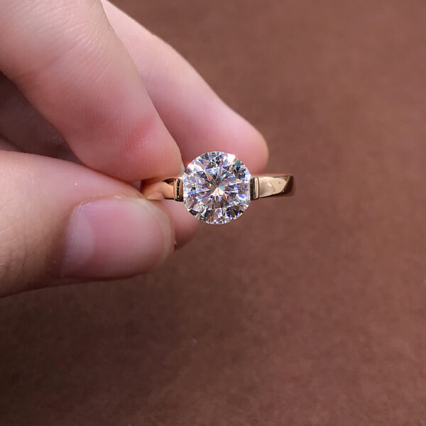 Rose Gold Round Cut Solitaire 1 Carat Moissanite Diamond Engagement Ring - Image 4