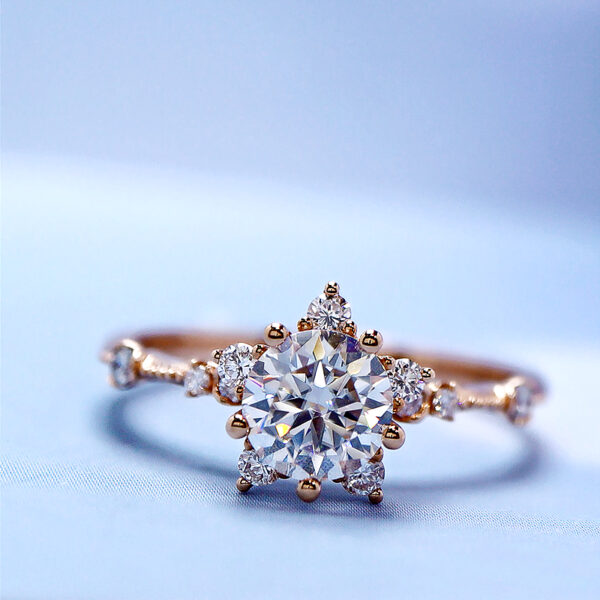 14K Rose Gold Moissanite Ring Exquisite Vintage Lace Diamond Ring 2 Carat Diamond Women's Ring - Image 2