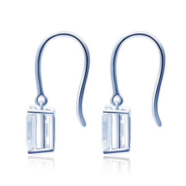 Emerald Cut Floating Simple Design Lab Grow Earrings - Image 2