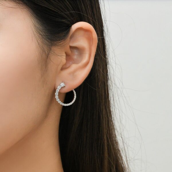 Ear Back Hoops In 14k Lab Grown Diamond - Image 4