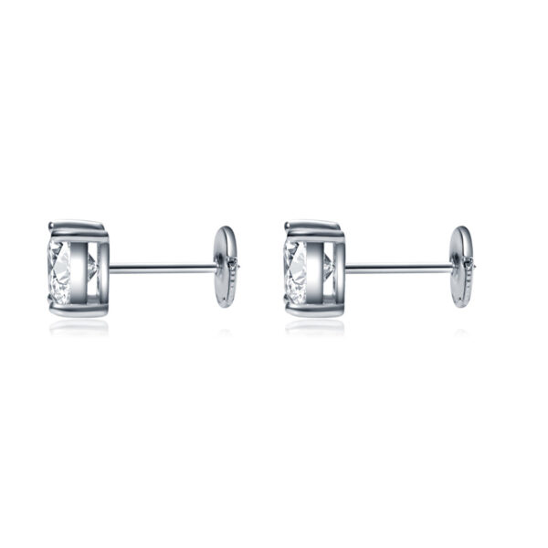 2ct Princess Cut Diamond Stud Earrings - Image 2