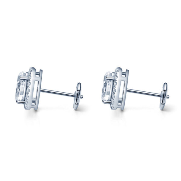 2 Ct Oval Cut 14k White Gold Halo Stud Earrings - Image 2