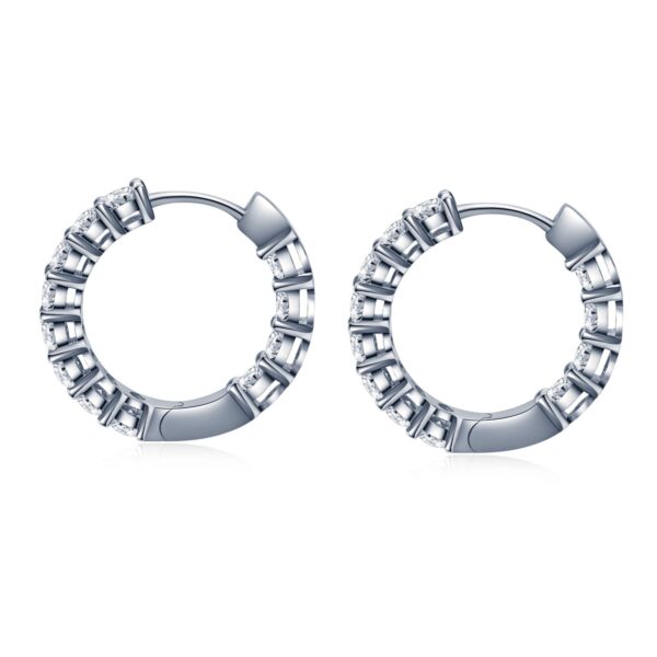 Claw Set Hoop Diamond Earrings In 14k White Gold - Image 3