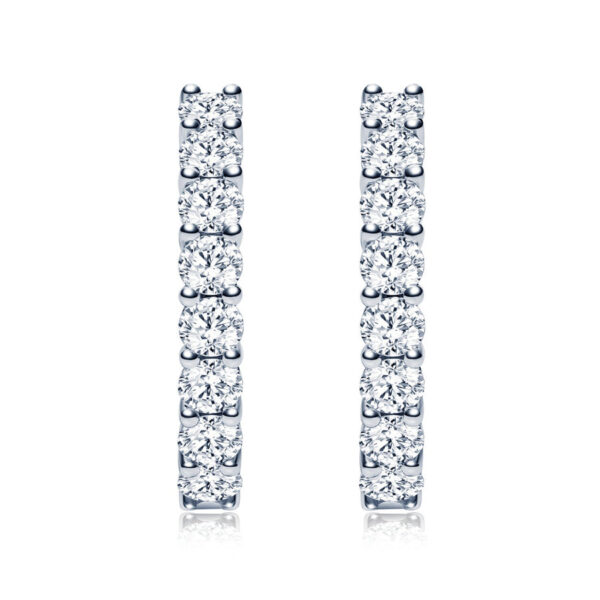 Claw Set Hoop Diamond Earrings In 14k White Gold - Image 2