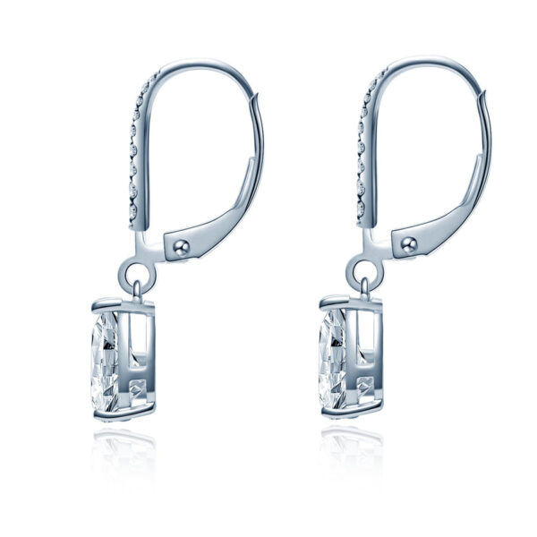 Pear Cut Halo Style Lab Grown Diamond Dangle Earrings - Image 2