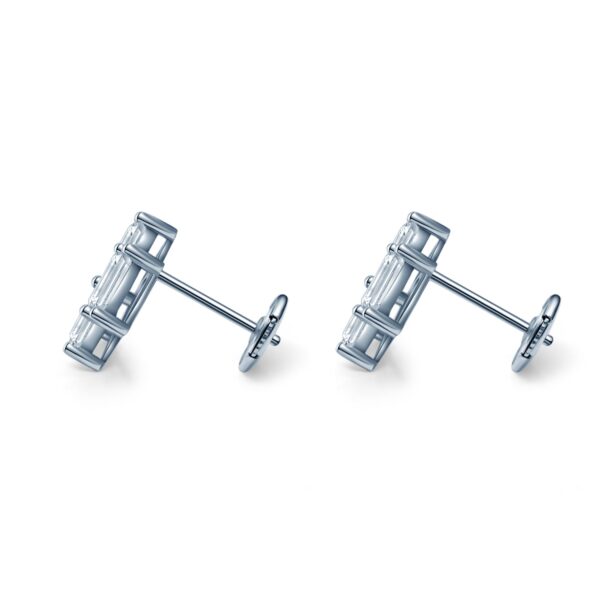 Three emerald cut Roll Lab Grown Diamond earrings - Image 2