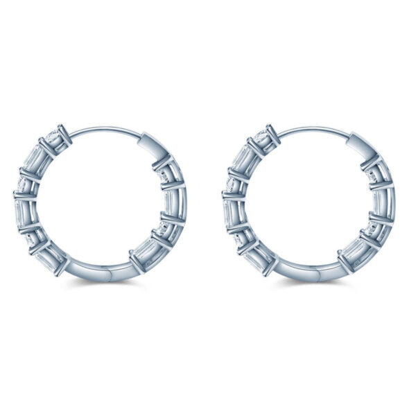 3.0ct Round Emerald Cut Hoop Earrings - Image 3