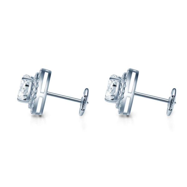 Z5 White Gold 1ct Diamond double Halo Stud Earrings - Image 2