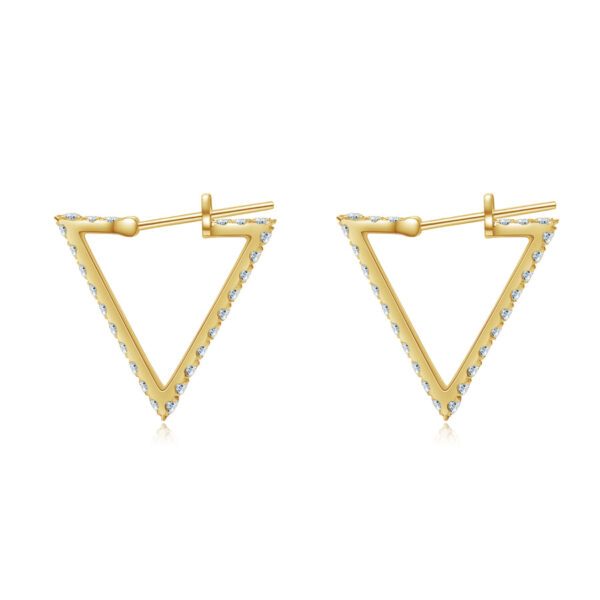 14K Gold Lab Grown Diamond Triangle Hoop Earrings for Women - Image 2