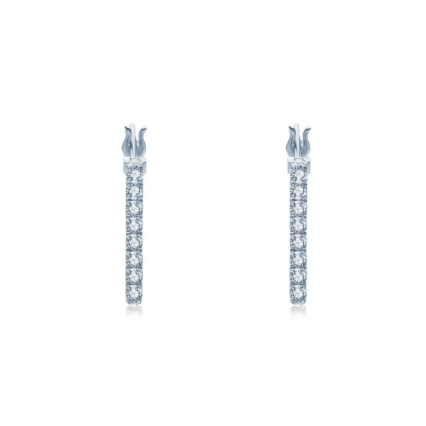 Rectangle Round Diamond Hoop Earrings in 14K - Image 3