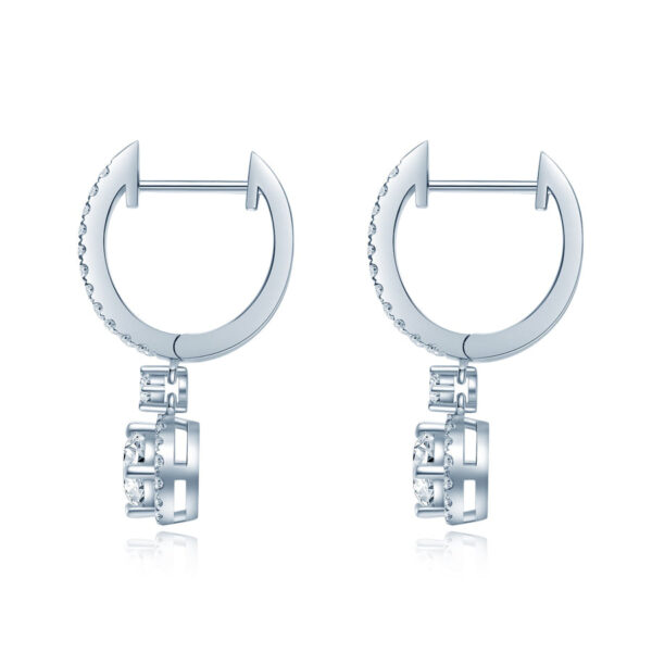 Round Shape Pair of Lab Grown Diamond Halo Earrings - Image 2