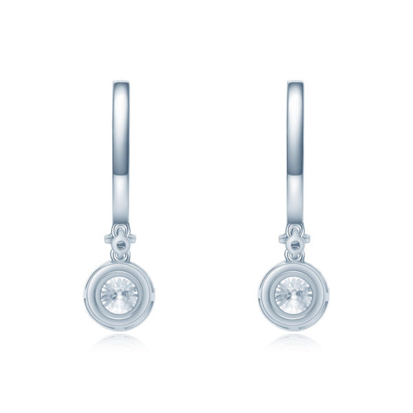 Round Shape Pair of Lab Grown Diamond Halo Earrings - Image 3