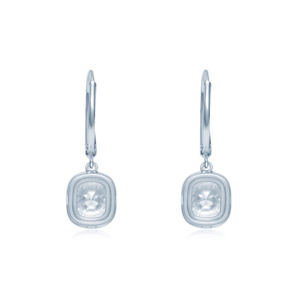 Cushion Shape Halo Drops Lab Grown Diamond  Earrings - Image 3