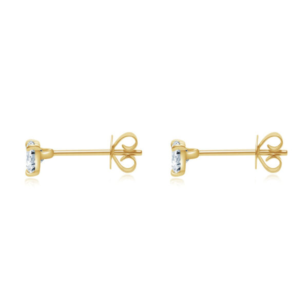 Heart moissanite Diamond Stud Earrings 14K Yellow Gold - Image 2