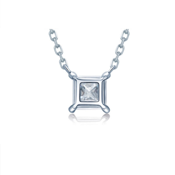 Contemporary Floating Princess Cut Diamond Solitaire Pendant - Image 3