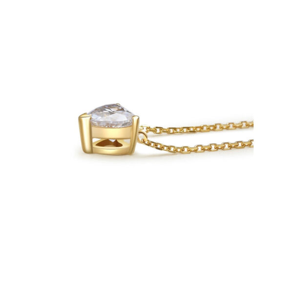 14K Solitaire Single Heart Shaped Pendant Charm with Golden Chain - Image 2