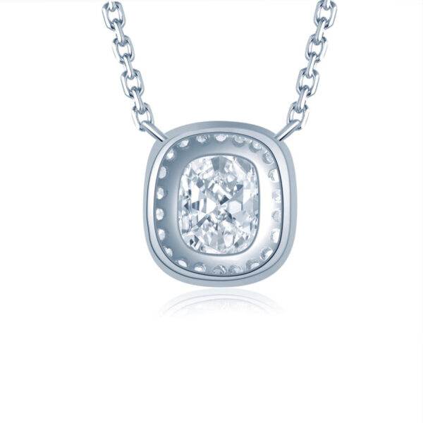 Halo Cushion Diamond Pendant 14K White Gold - Image 3