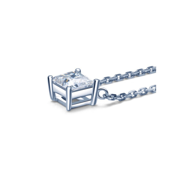 Contemporary Floating Princess Cut Diamond Solitaire Pendant - Image 2