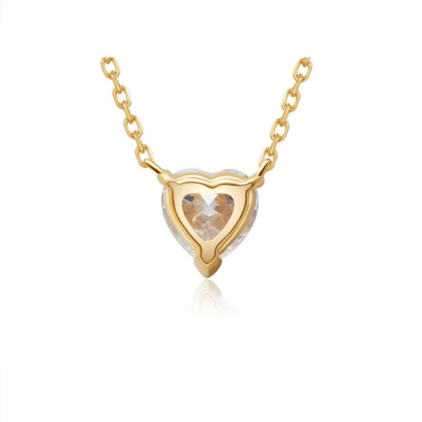 14K Solitaire Single Heart Shaped Pendant Charm with Golden Chain - Image 3