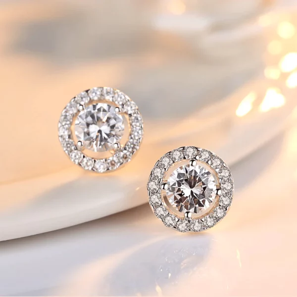 Elizabeth Halo Earrings Simulated Round Cut Earring - Image 3