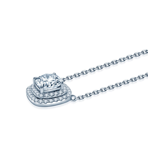 Double Halo Cushion Diamond Designer Pendant - Image 2