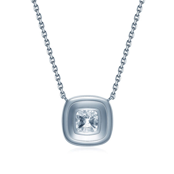 Double Halo Cushion Diamond Designer Pendant - Image 3