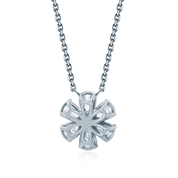 Floral Flower Necklace With Pear Shape Diamonds - Image 3