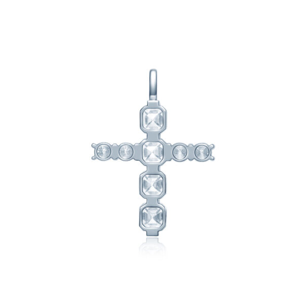 Gold Cross Charm Pendant 14K Lab Grown Diamond - Image 4