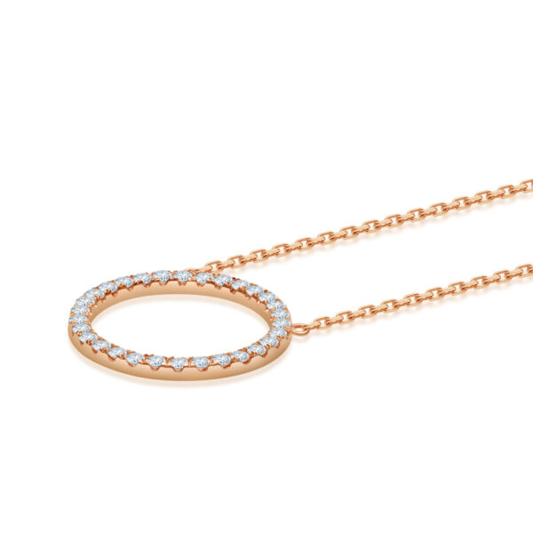 14K Rose Gold Lab-Grown Diamond Open Circle Pendant Necklace - Image 2