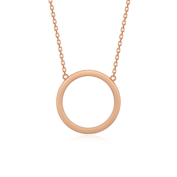 14K Rose Gold Lab-Grown Diamond Open Circle Pendant Necklace - Image 3